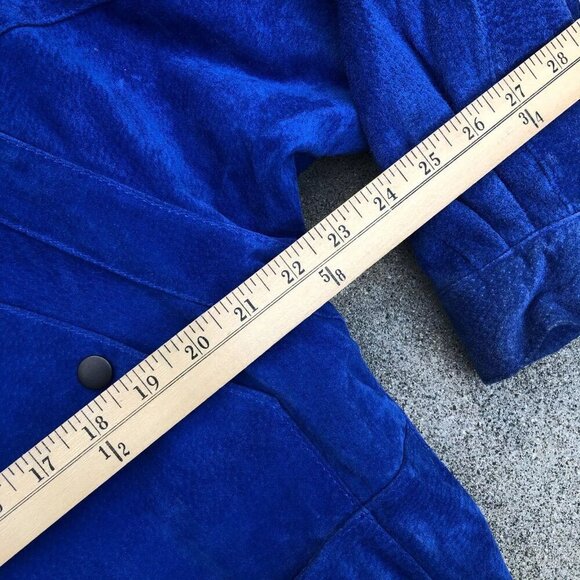 VTG 90s TIDEWATER TRADERS Jacket Women's LARGE Leather Suede Blue Retro Coat​​​ - Picture 13 of 14